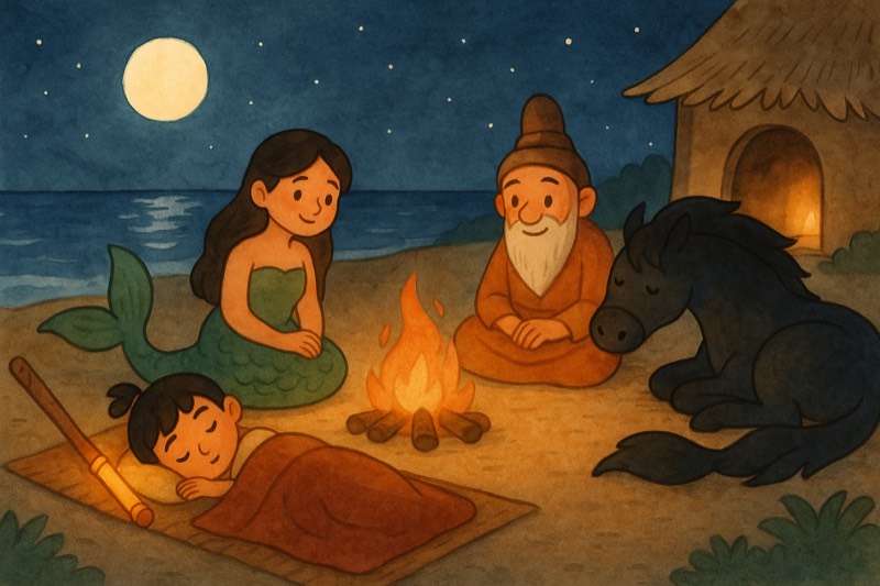 Welcome at the seaside, the story's peaceful conclusion